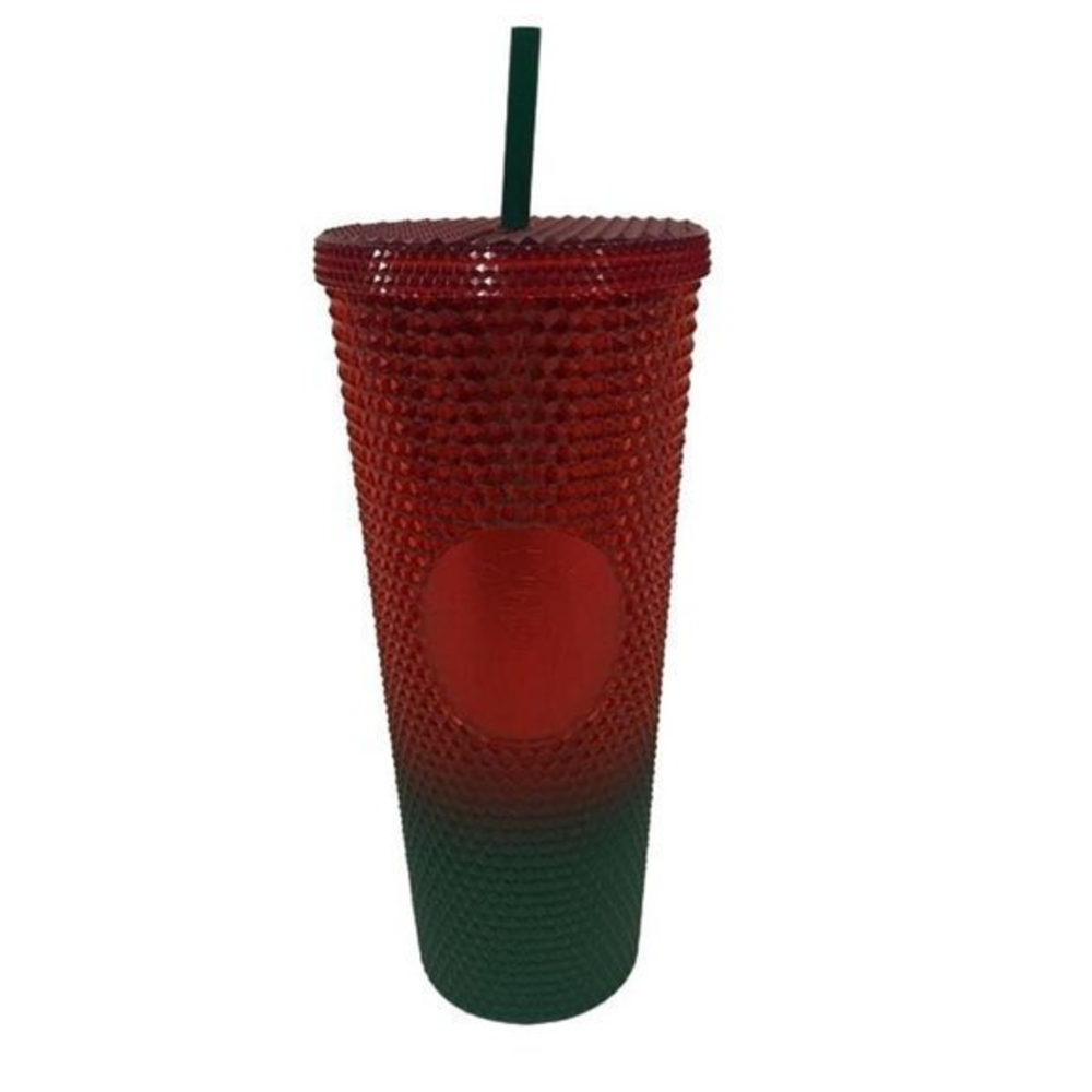 Disney World Starbucks 2022 Christmas Green Red Ombre Studded Tumbler NEW